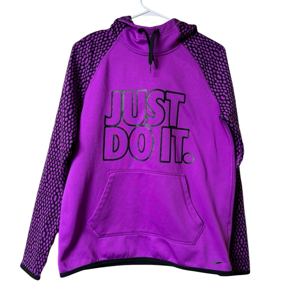 Nike Therma-fit Just‎ Do It Magenta Purple Polka Dots Hoodie Womens Size Small